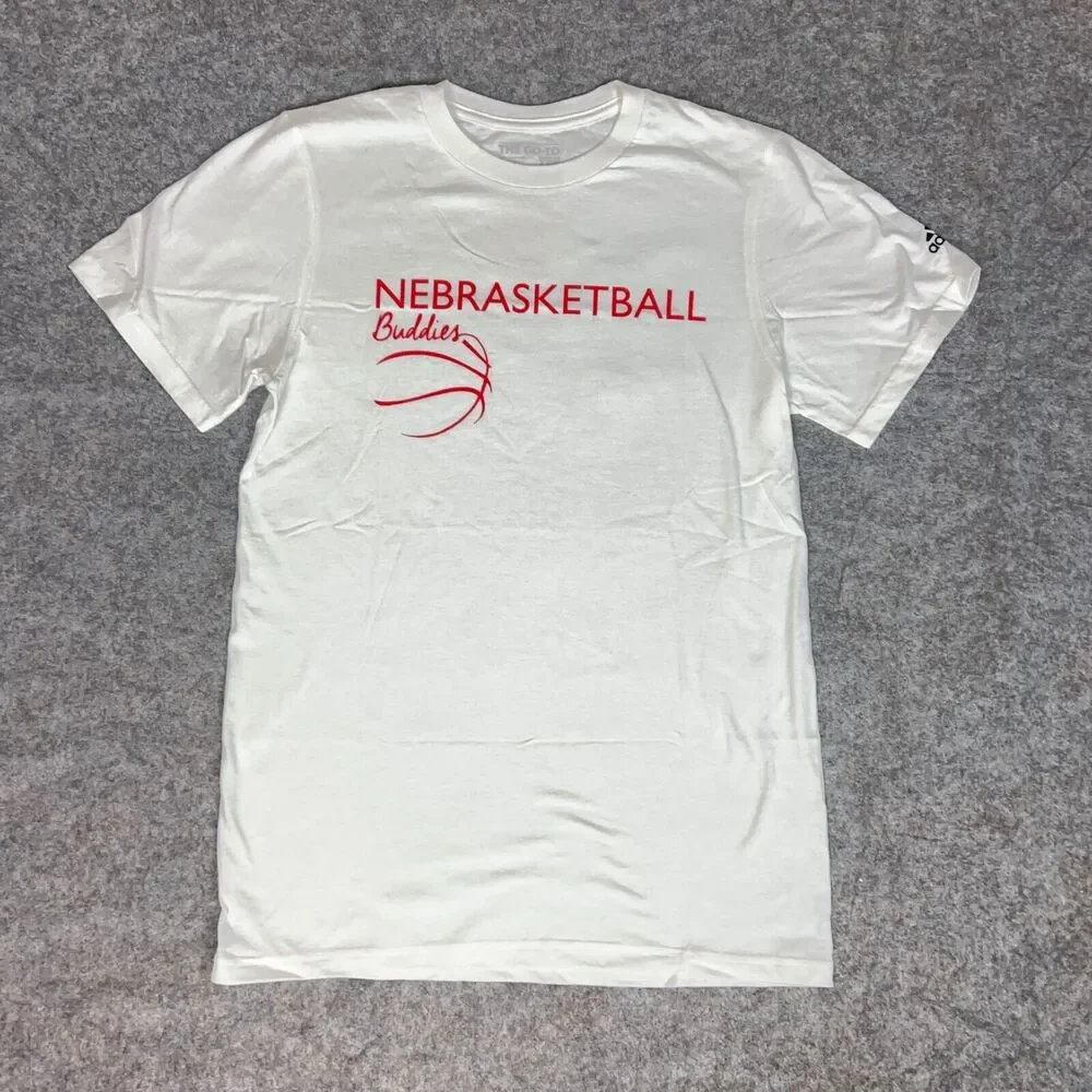 Nebraska Cornhuskers Mens Shirt Small White Red Short Sleeve Tee NCAA Basketball